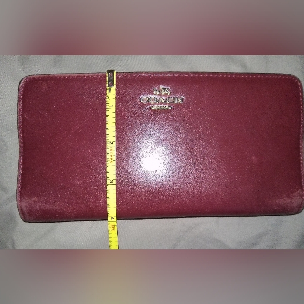 Authentic Vintage Coach New York Long Zipper Wallet Burgundy Wine Bordeaux Plum - Picture 10 of 14